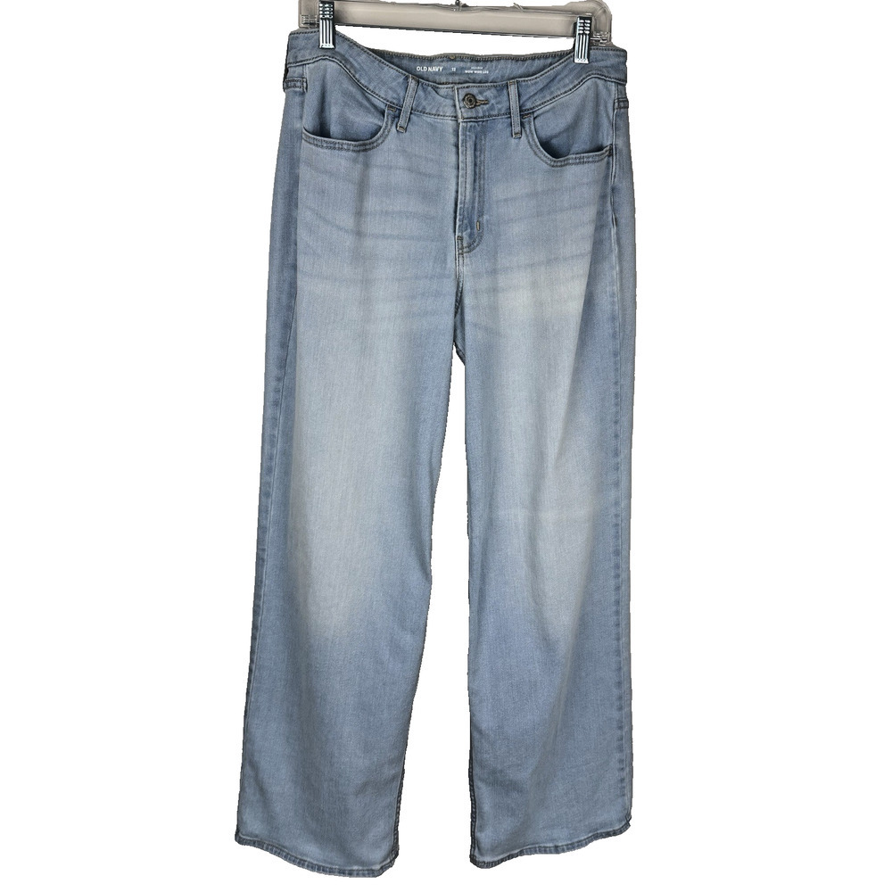 Old Navy WOW High Rise Wide Leg Jeans Women's 12 Light Wash Cozy Beachy Coastal